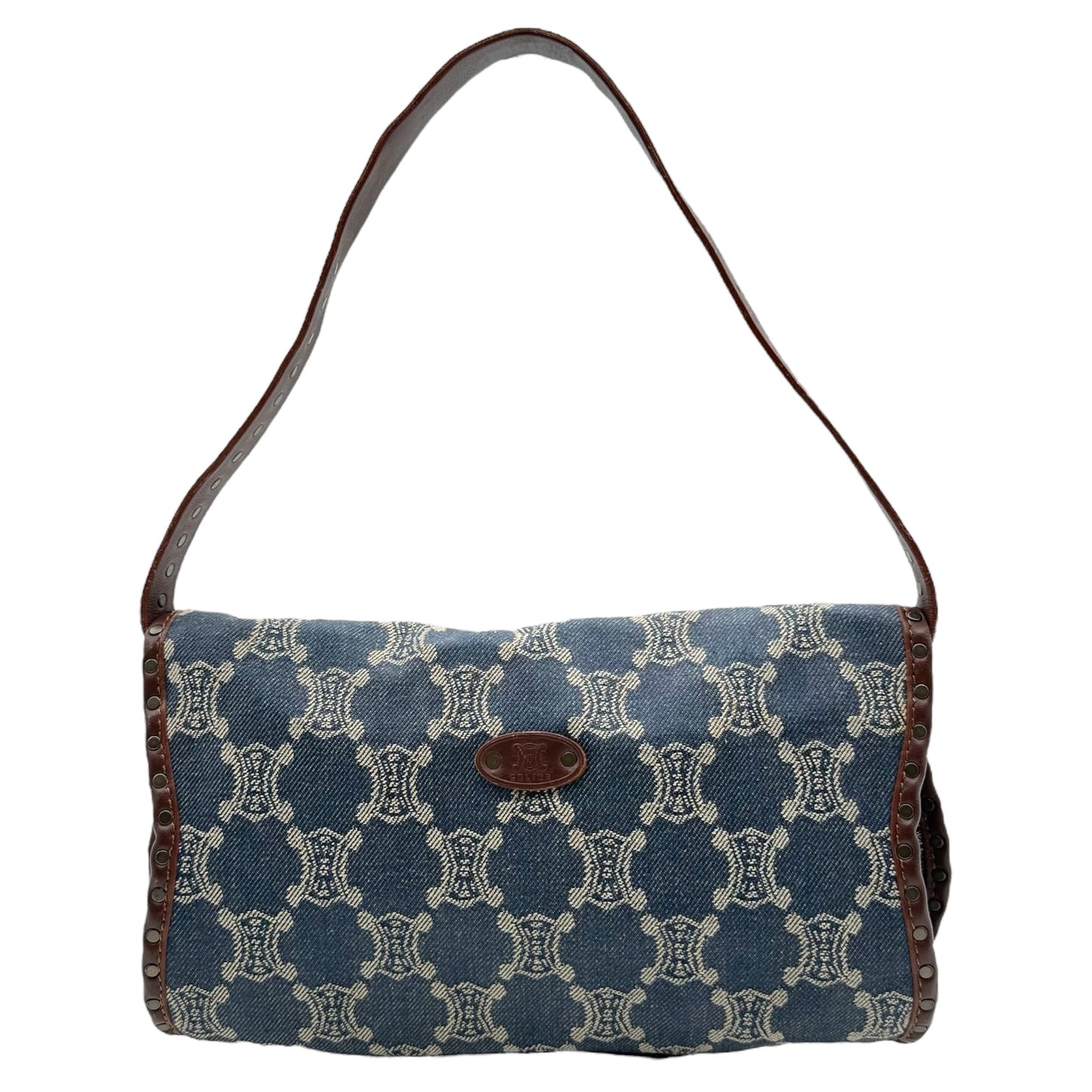 Celine Denim Triomphe Monoram Poulbot Shoulder Bag