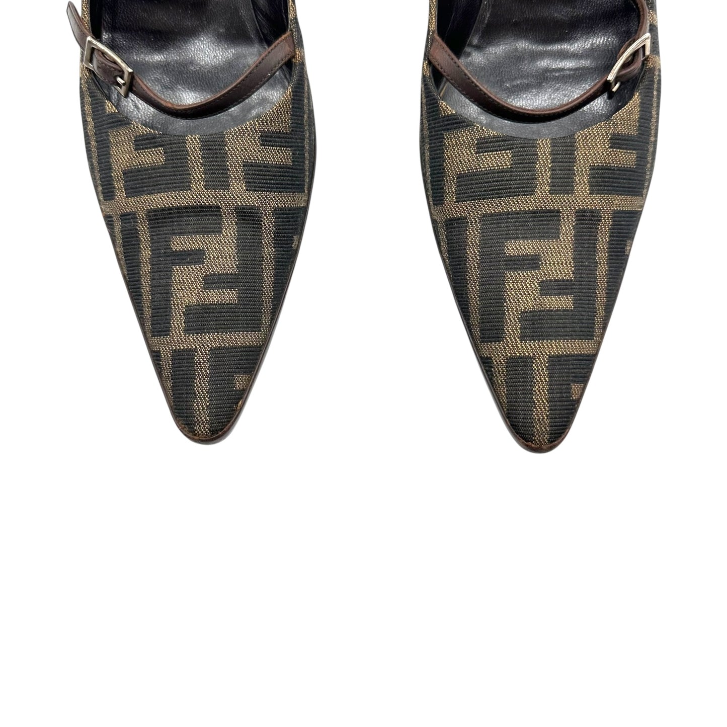 Fendi Brown Zucca Monogram Kitten Heels