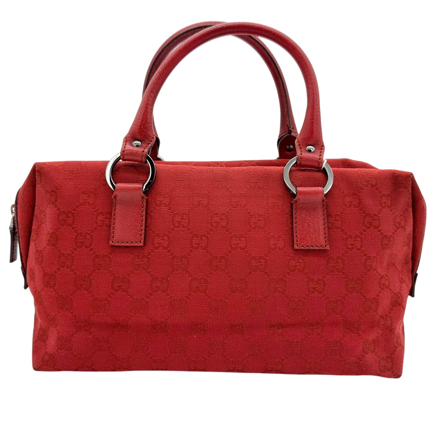 Gucci Red Monogram Canvas Boston Bag