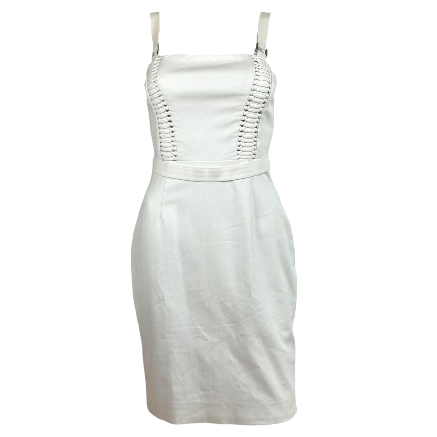 Gianni Versace White Lace Up Bustier Mini Dress