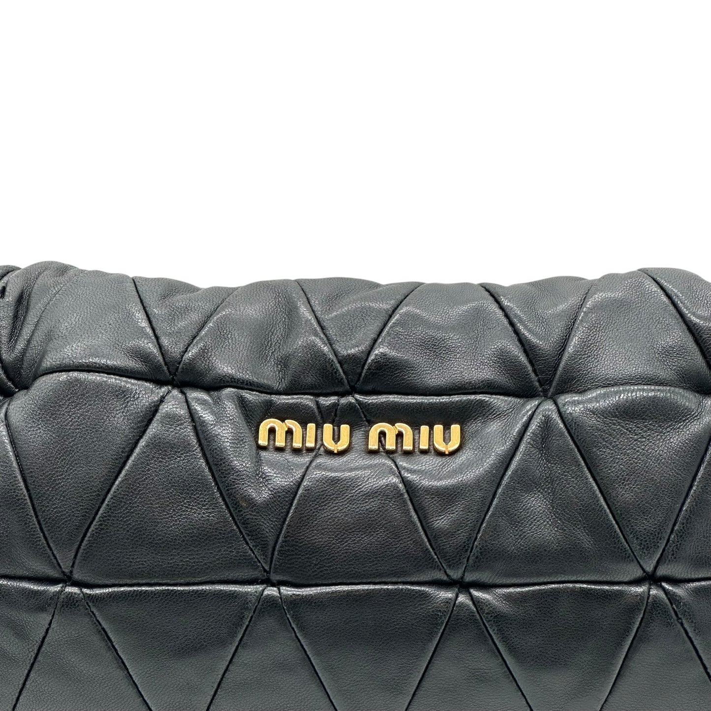 Miu Miu Black Leather & Gold Studs Quilted 2-Way Shoulder Clutch Bag - Outfit Repeater