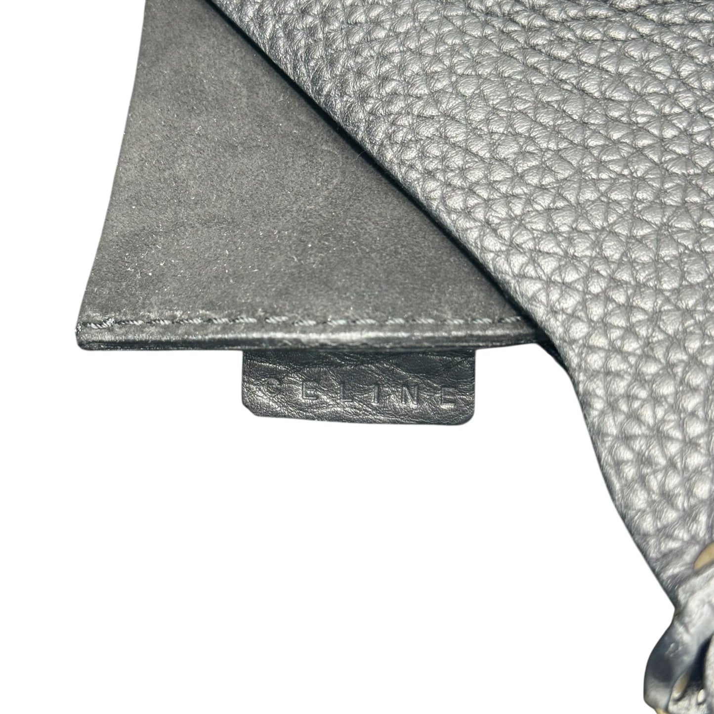 Celine Black Leather Studded Poulbot Shoulder Bag