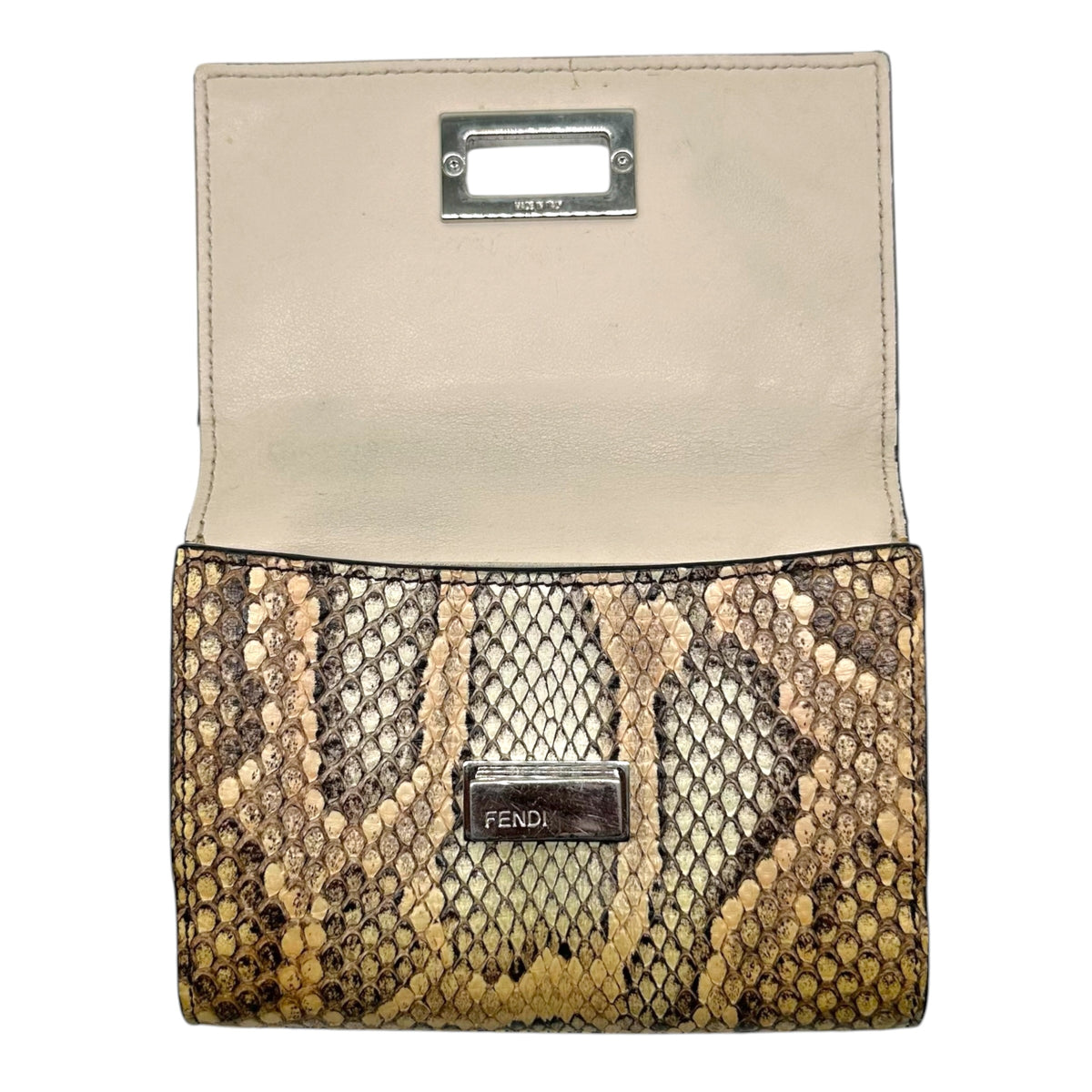 Fendi Tan Python Bi-Fold Turnlock Wallet