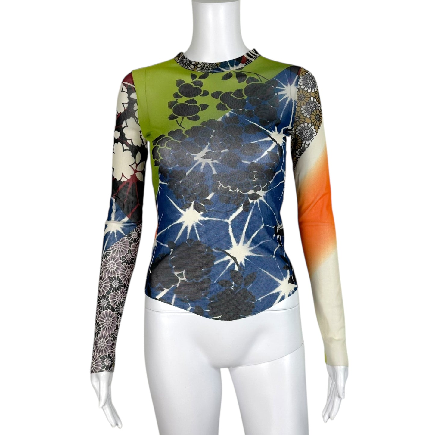 Jean Paul Gaultier Multicolor Mesh Floral Print Longsleeve