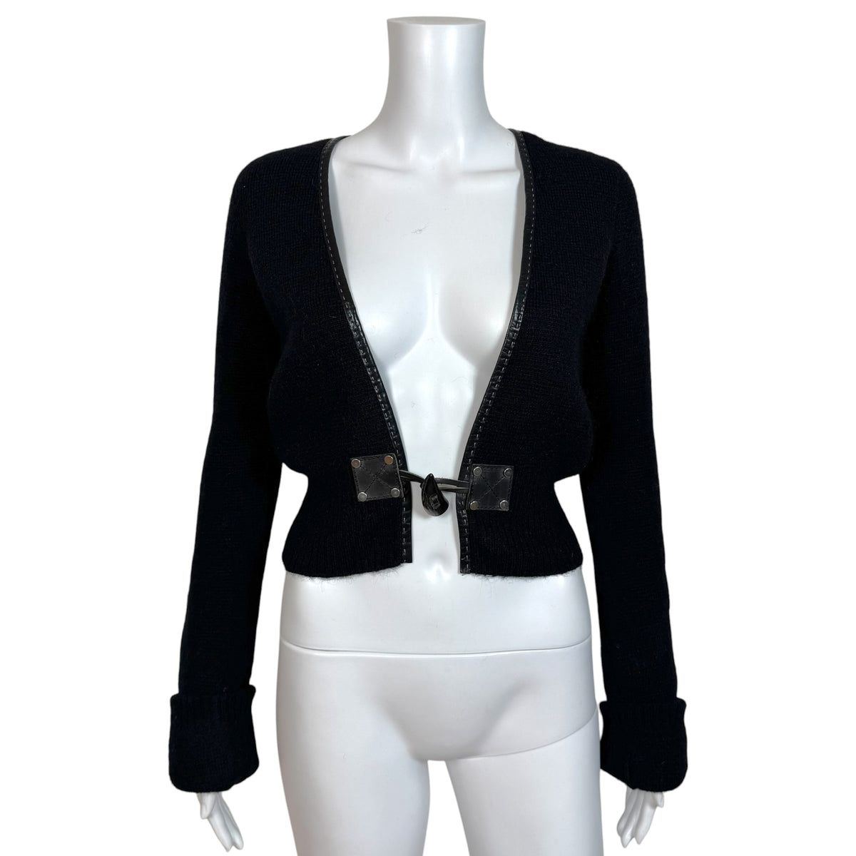 Dsqaured2 Black Wool & Leather Toggle Cardigan