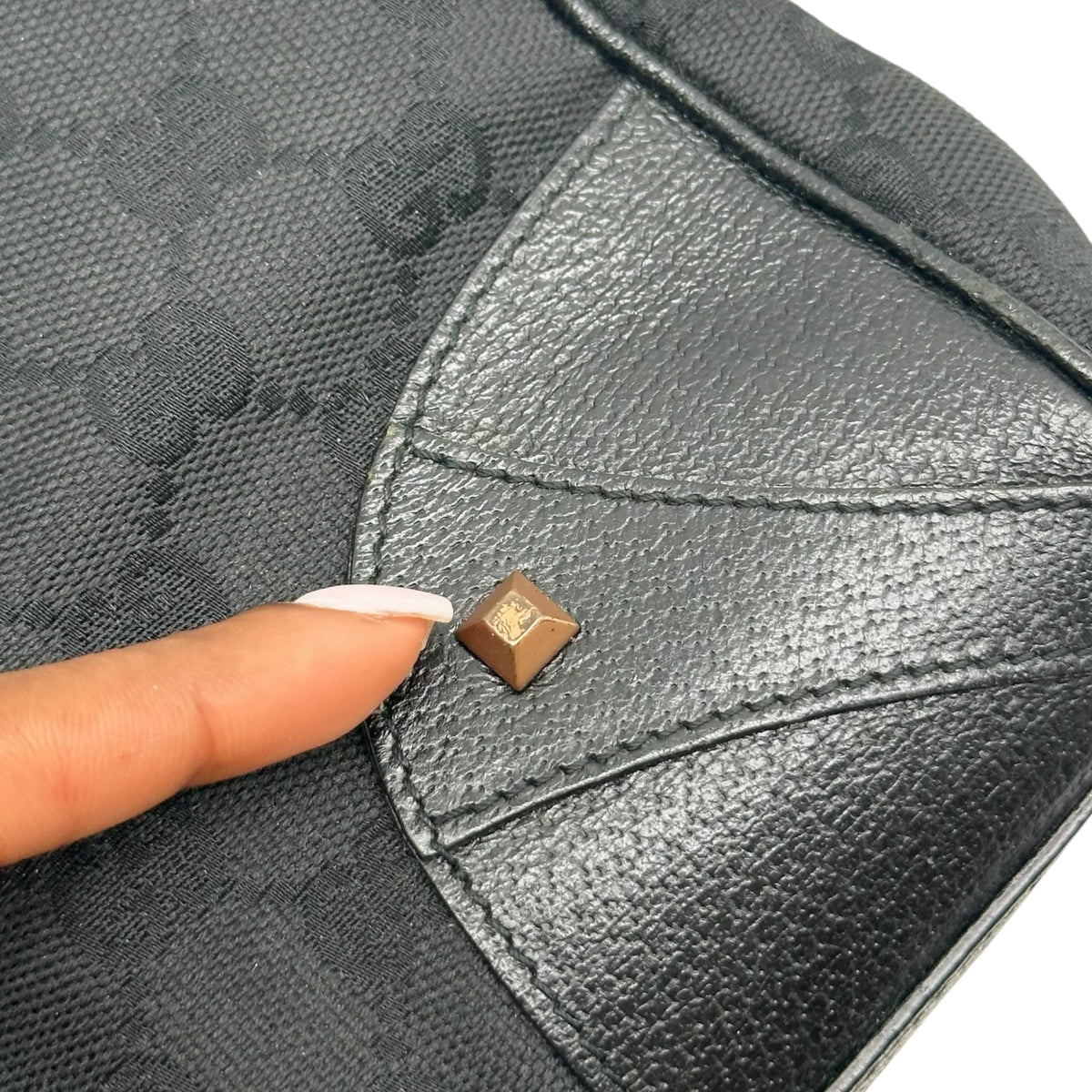 Gucci Black Monogram Shoulder Bag with Rose Gold Hardware