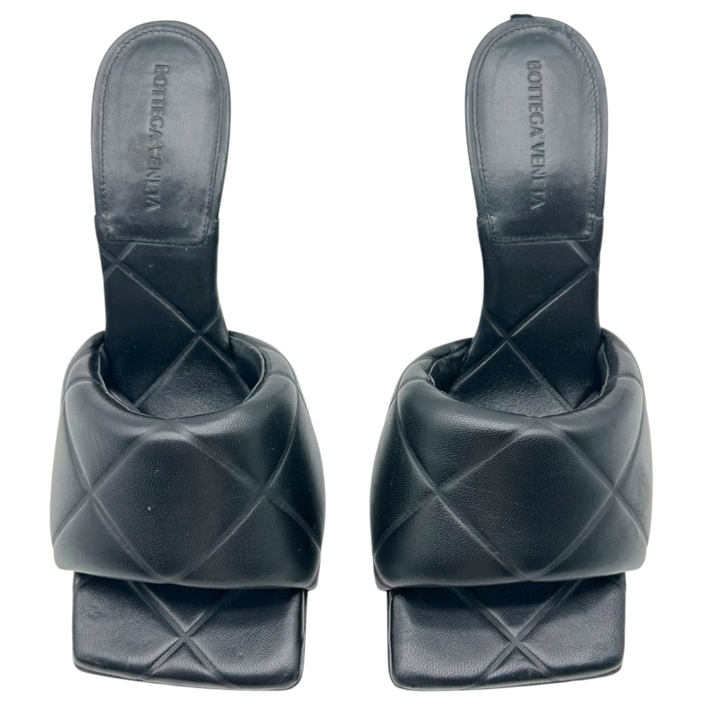 Bottega Veneta Black Leather Intrecciato Mule Heels