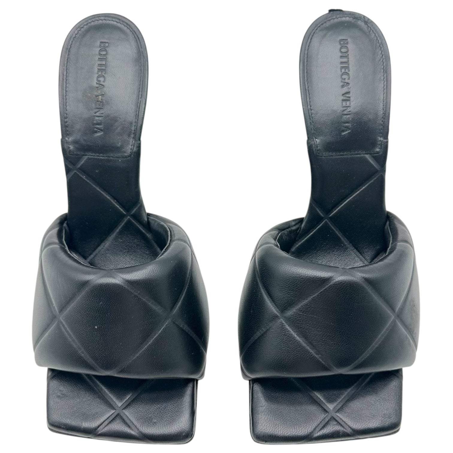 Bottega Veneta Black Leather Intrecciato Mule Heels