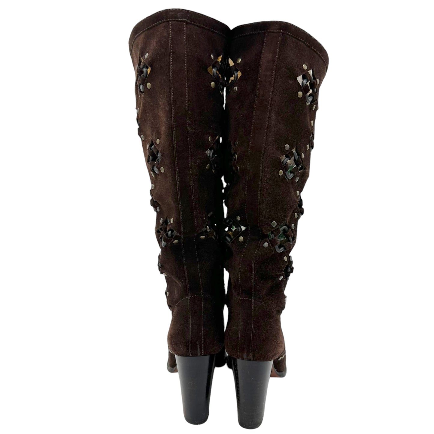 Dolce & Gabbana Brown Suede Studded Boots - Outfit Repeater
