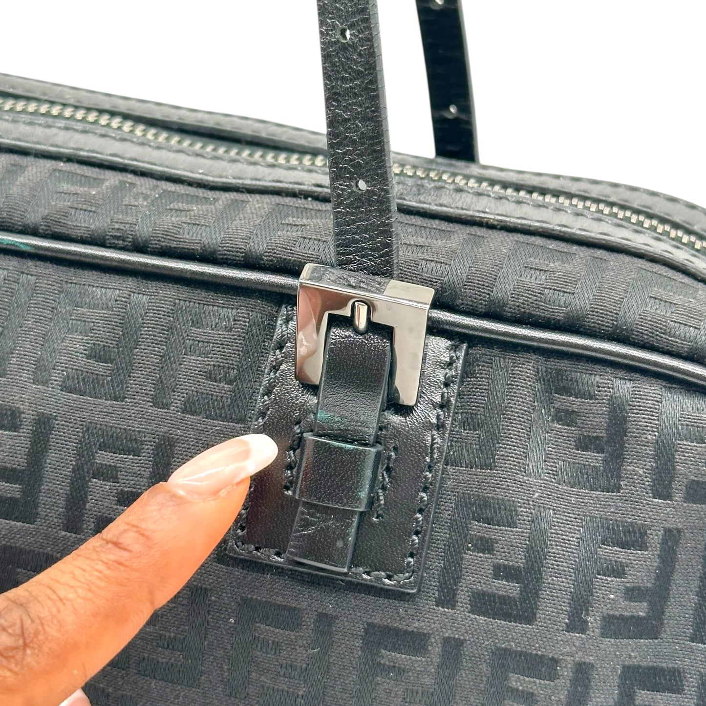 Fendi Black Zucchino Monogram East West Bag