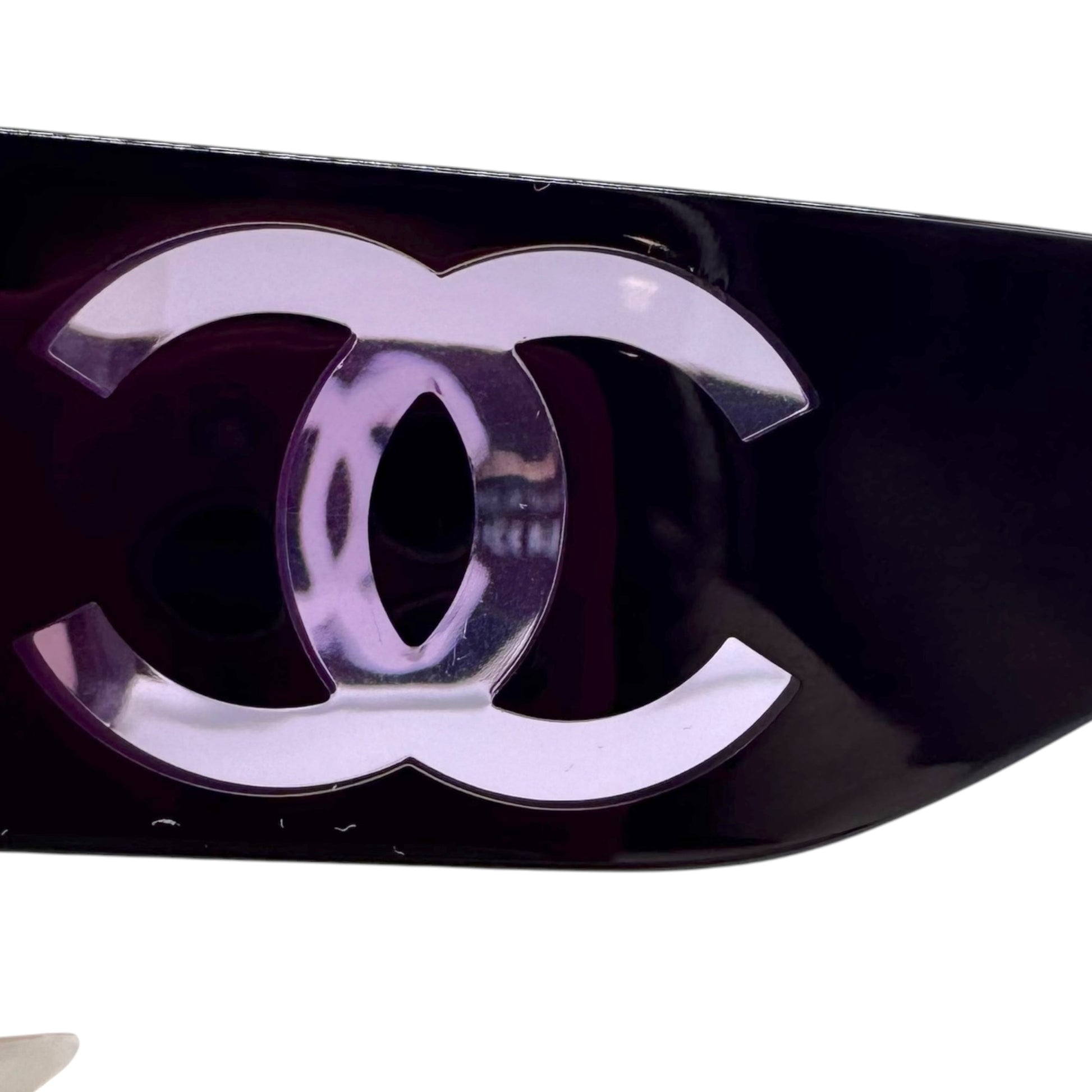 Chanel Purple Transparent Oversized Rectangle Sunglasses