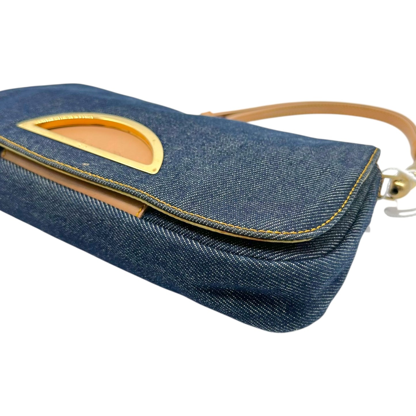 Christian Dior Denim & Tan Leather Malice Pearl Shoulder Bag