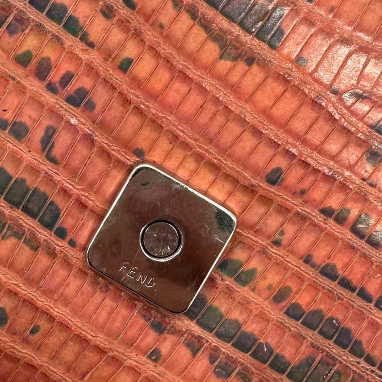 Fendi Coral Iridescent Lizard & Purple Stone Baguette Bag - Outfit Repeater