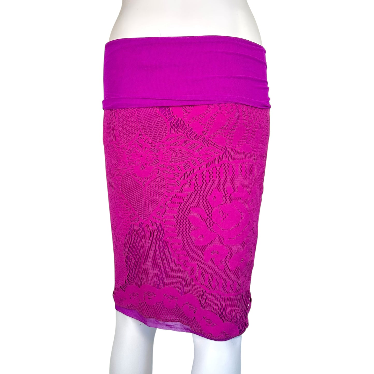 Jean Paul Gaultier Soleil Bright Purple Mesh Overlay Midi Skirt