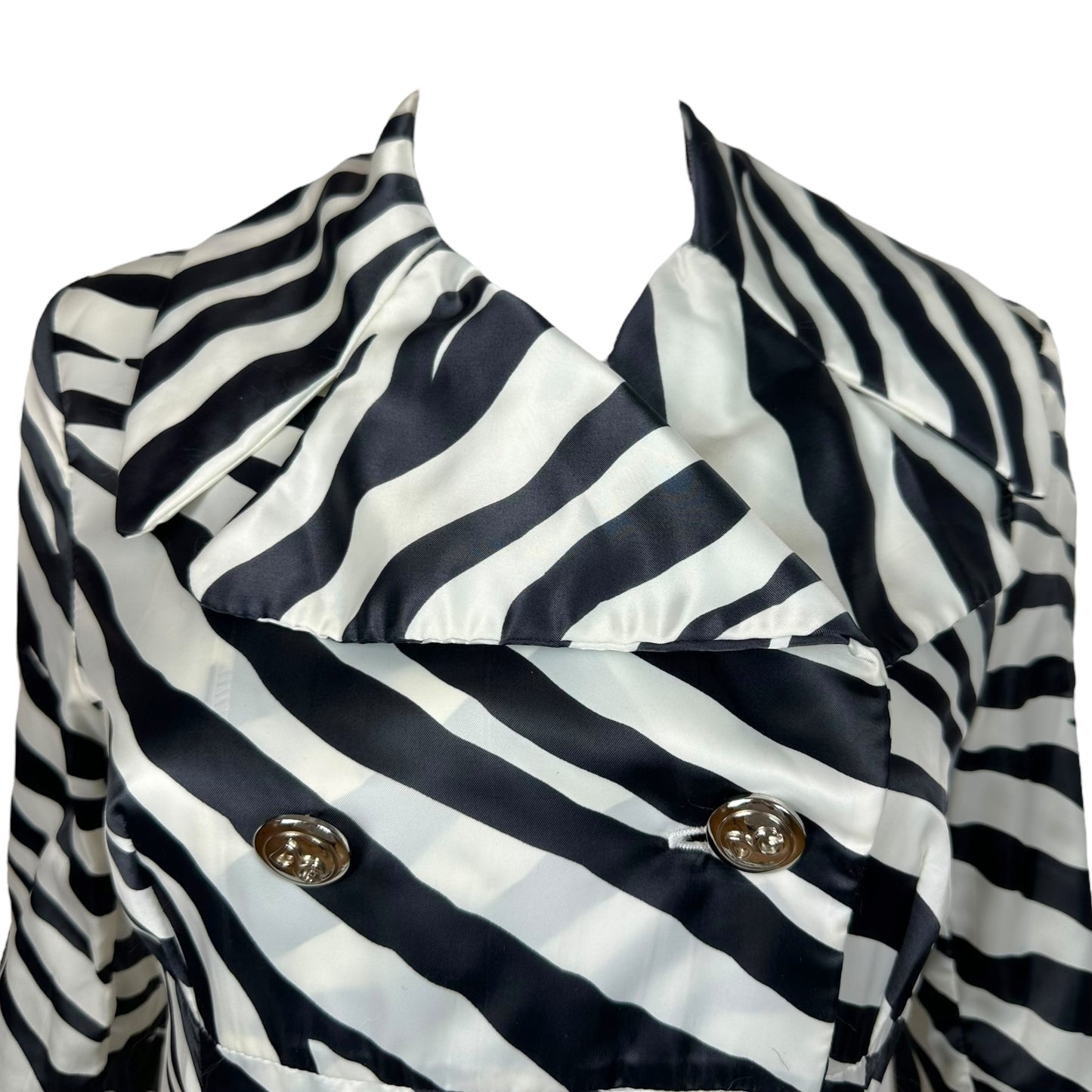 D&G Dolce & Gabbana Zebra Print Satin Trench Coat