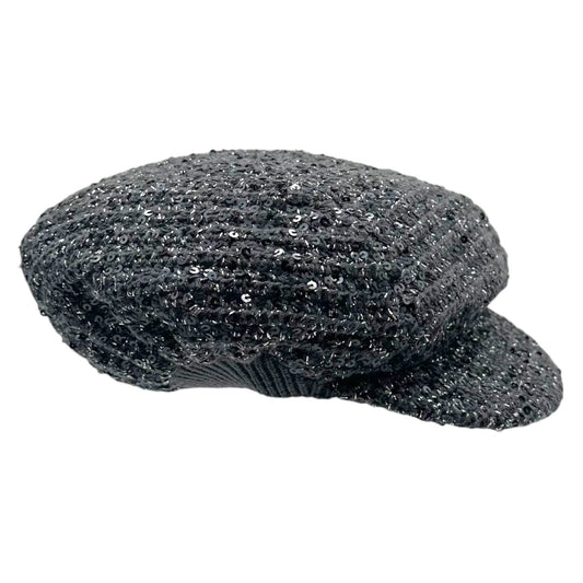 D&G Dolce & Gabbana Gray Knit Sequin Newsboy Hat