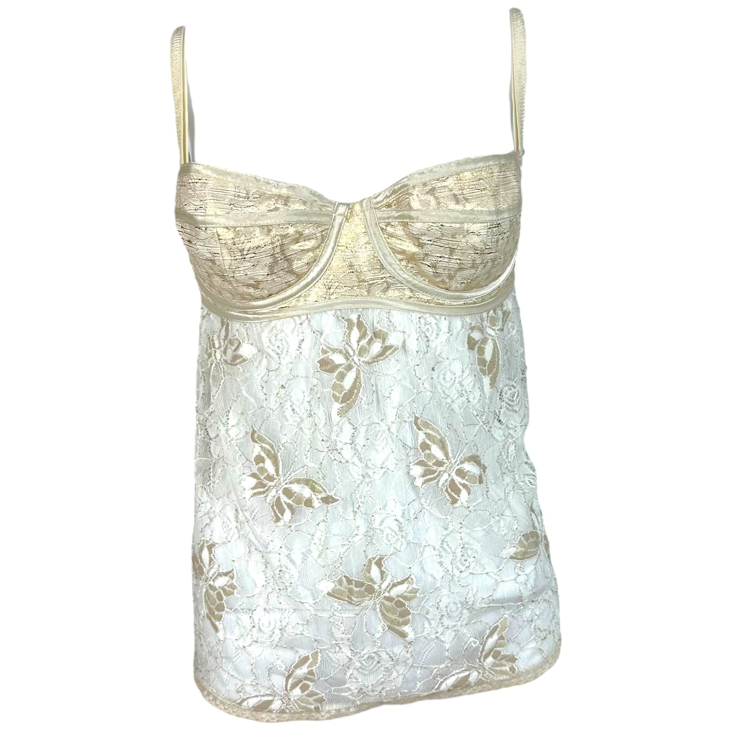 D&G Dolce & Gabbana Ivory Lace Semi-Sheer Babydoll Top NEW