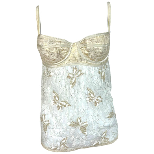D&G Dolce & Gabbana Ivory Lace Semi-Sheer Babydoll Top NEW