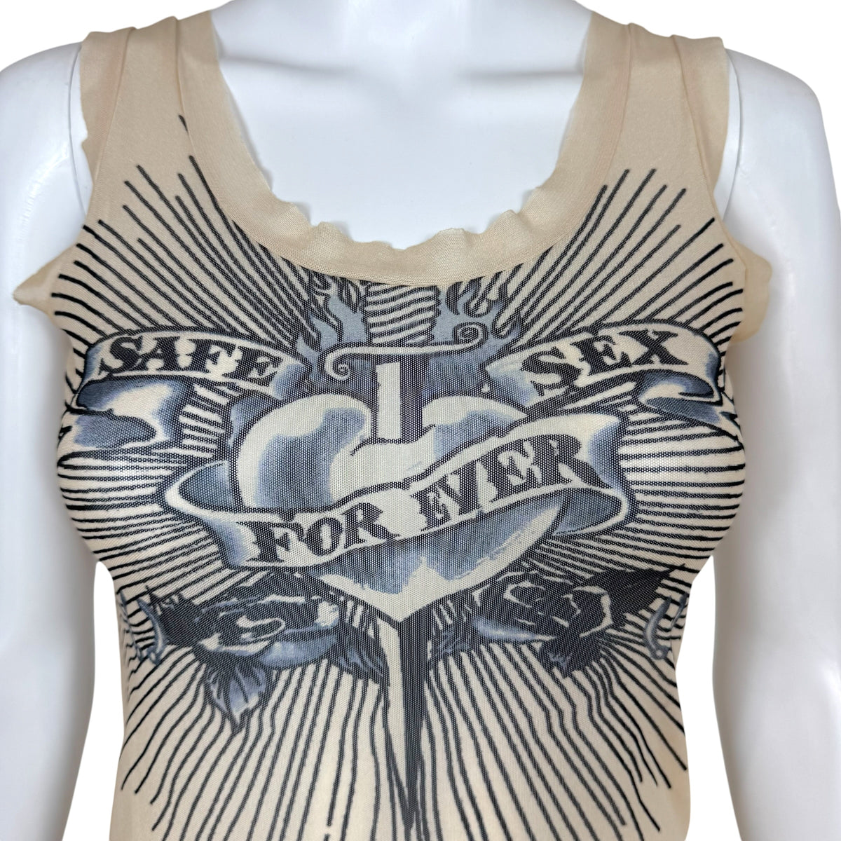 Jean Paul Gaultier Tattoo Mesh Tank Top Neutral Black