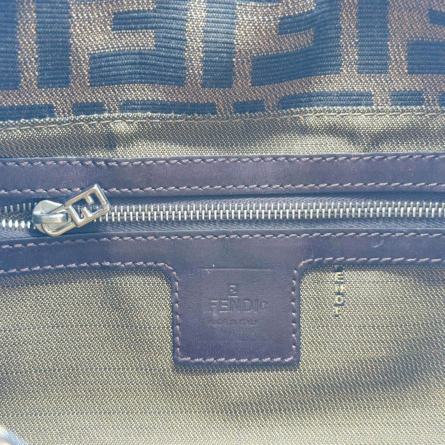 Fendi Brown Classic Zucca Monogram Baguette Bag