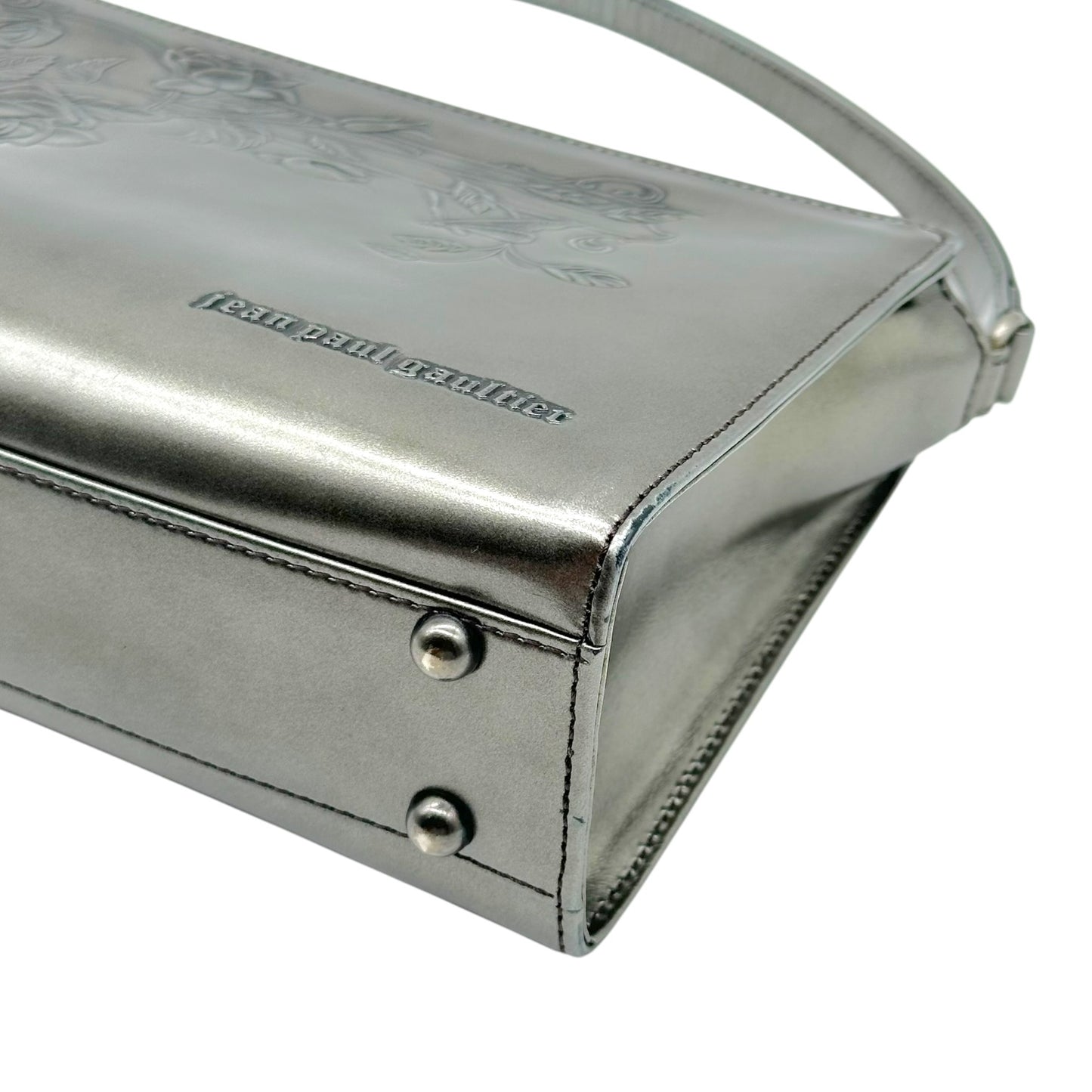 Jean Paul Gaultier Gray 'Gun' Embossed Leather Handbag