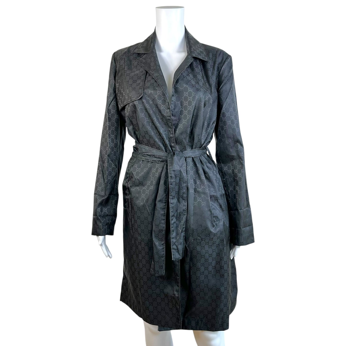 Gucci Trench Coat Black Logo Monogram Packable XS