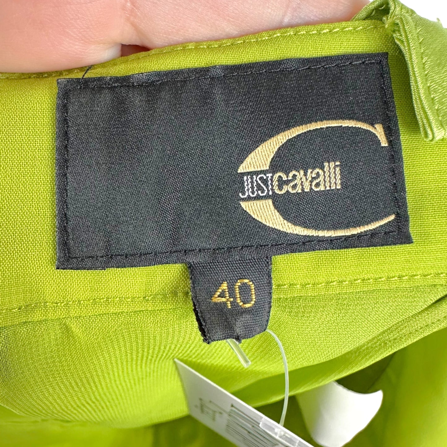 Roberto Cavalli Bright Green Rhinestone Pleated Mini Dress
