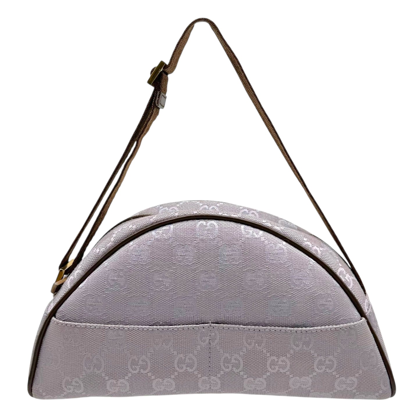 Gucci Lavender Monogram Canvas & Brown Leather Crescent Pochette Mini Bag