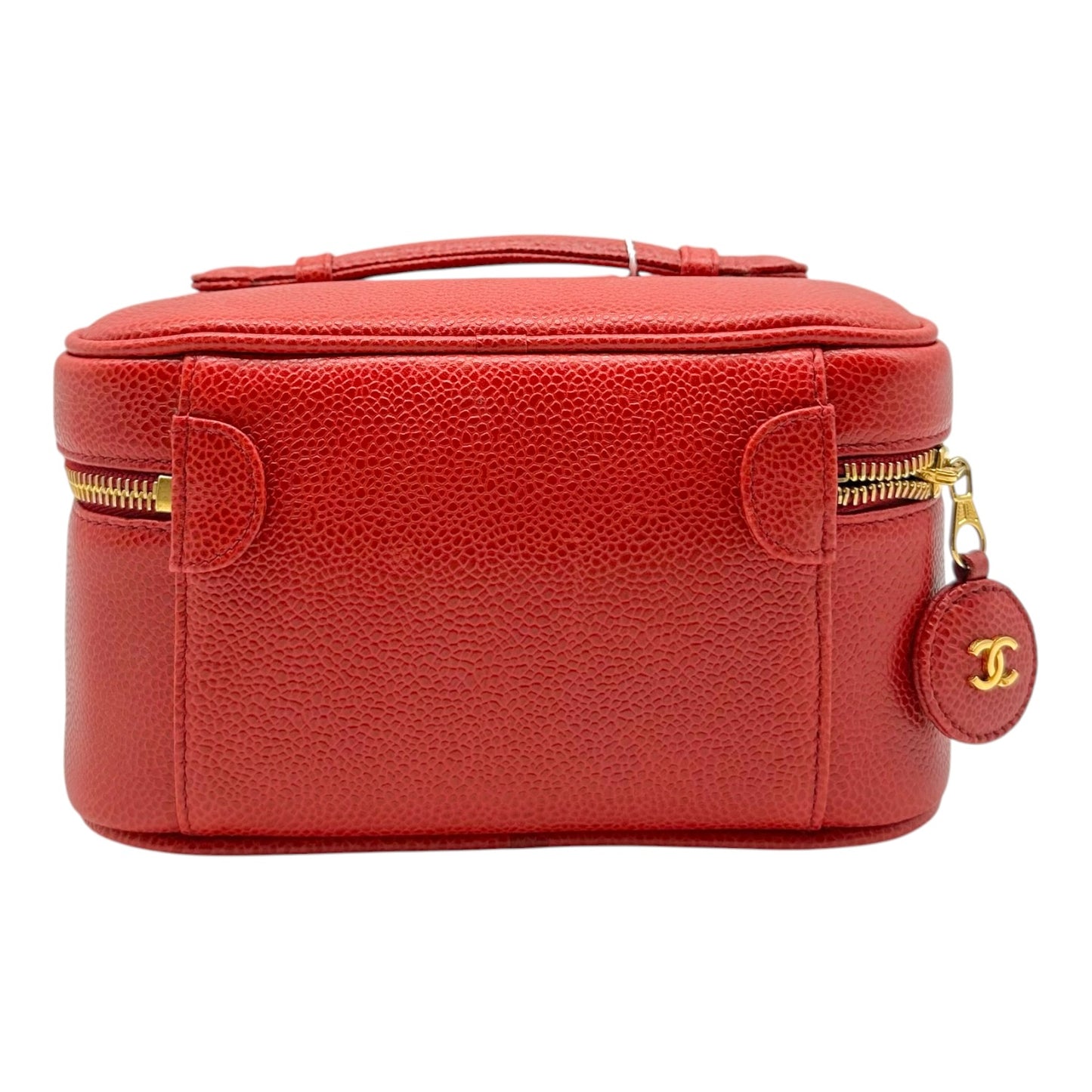 Chanel Red Caviar Leather Top Handle Vanity Bag 1994-96