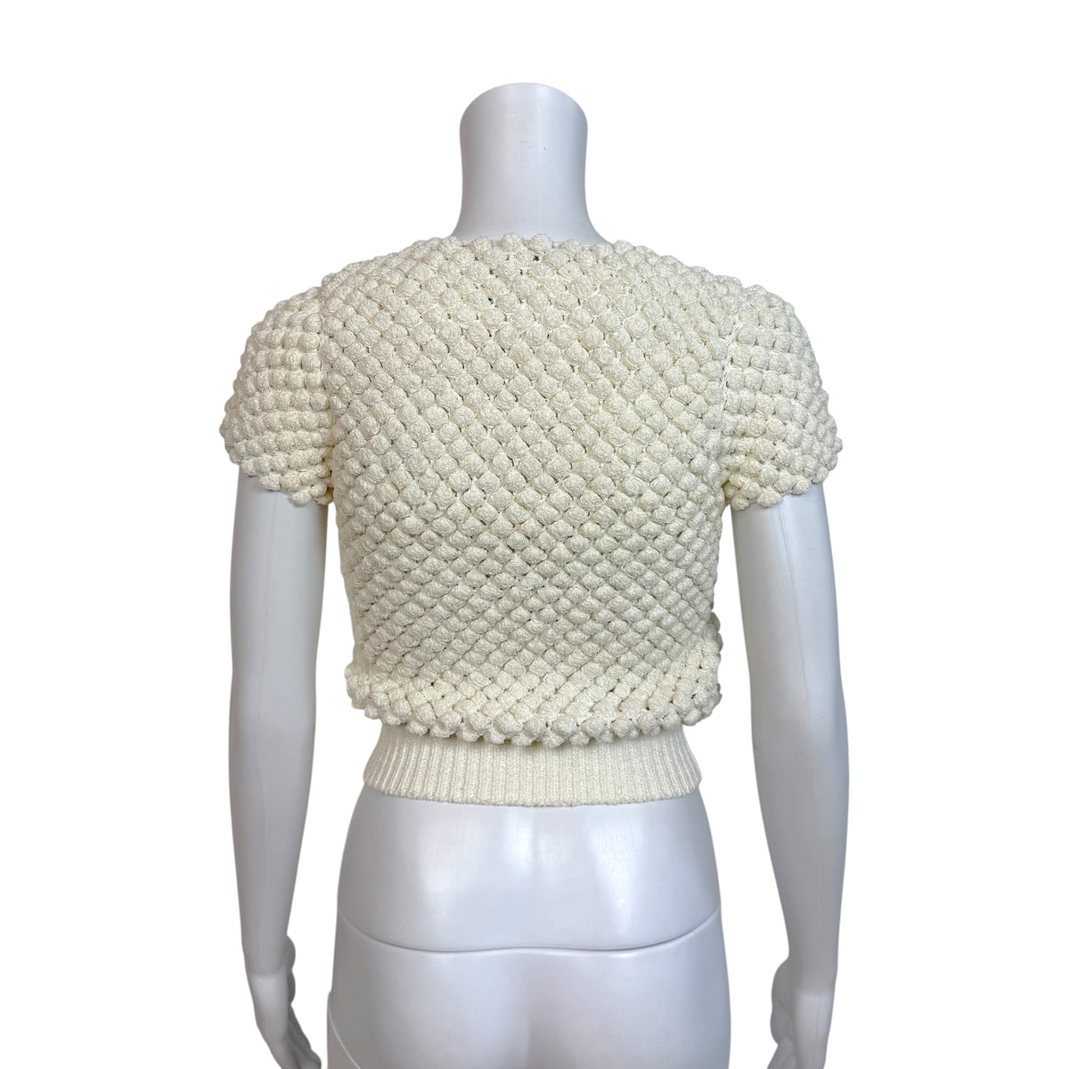 Chanel Ivory Crochet Open-Knit Cropped Top