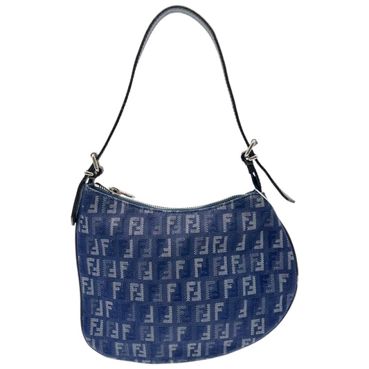 Fendi Blue Denim Zucchino Monogram Oyster Bag