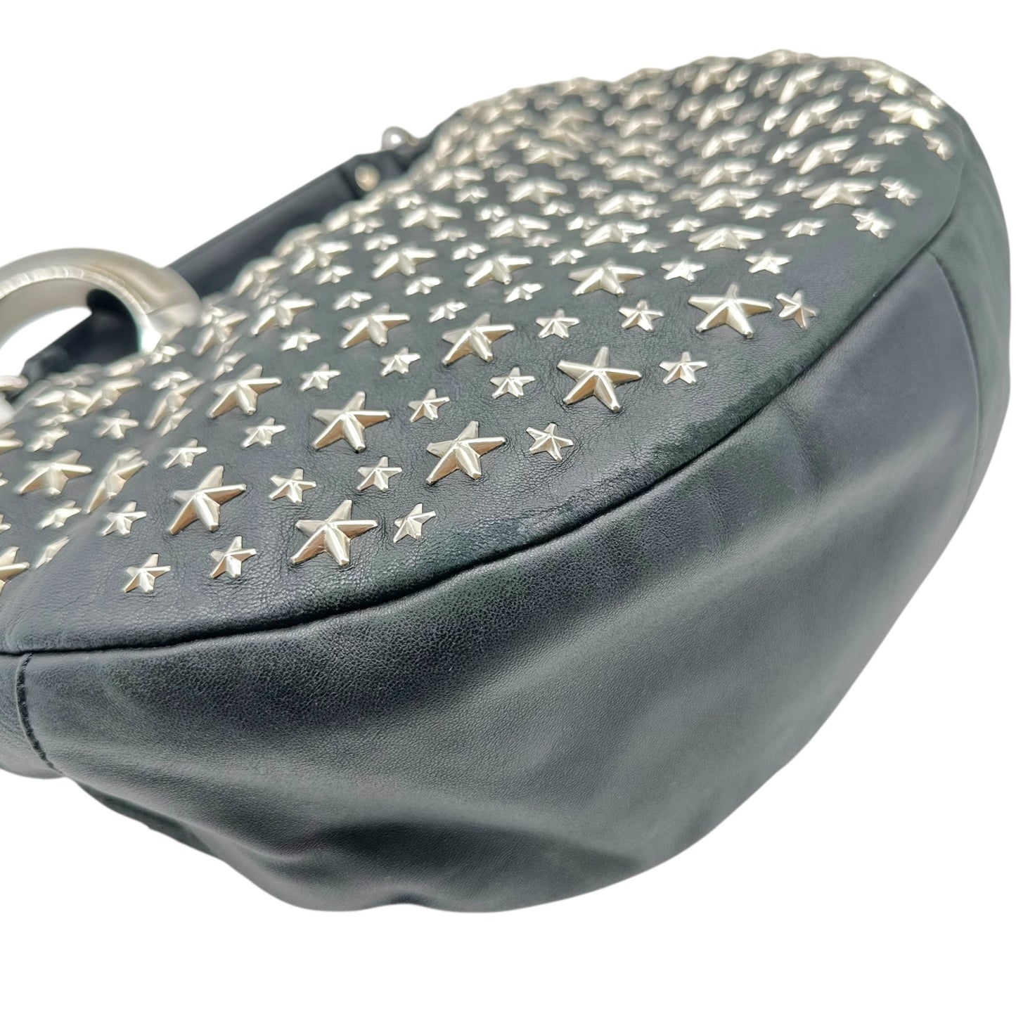 Jimmy Choo Black Leather Star Studded Hobo Bag
