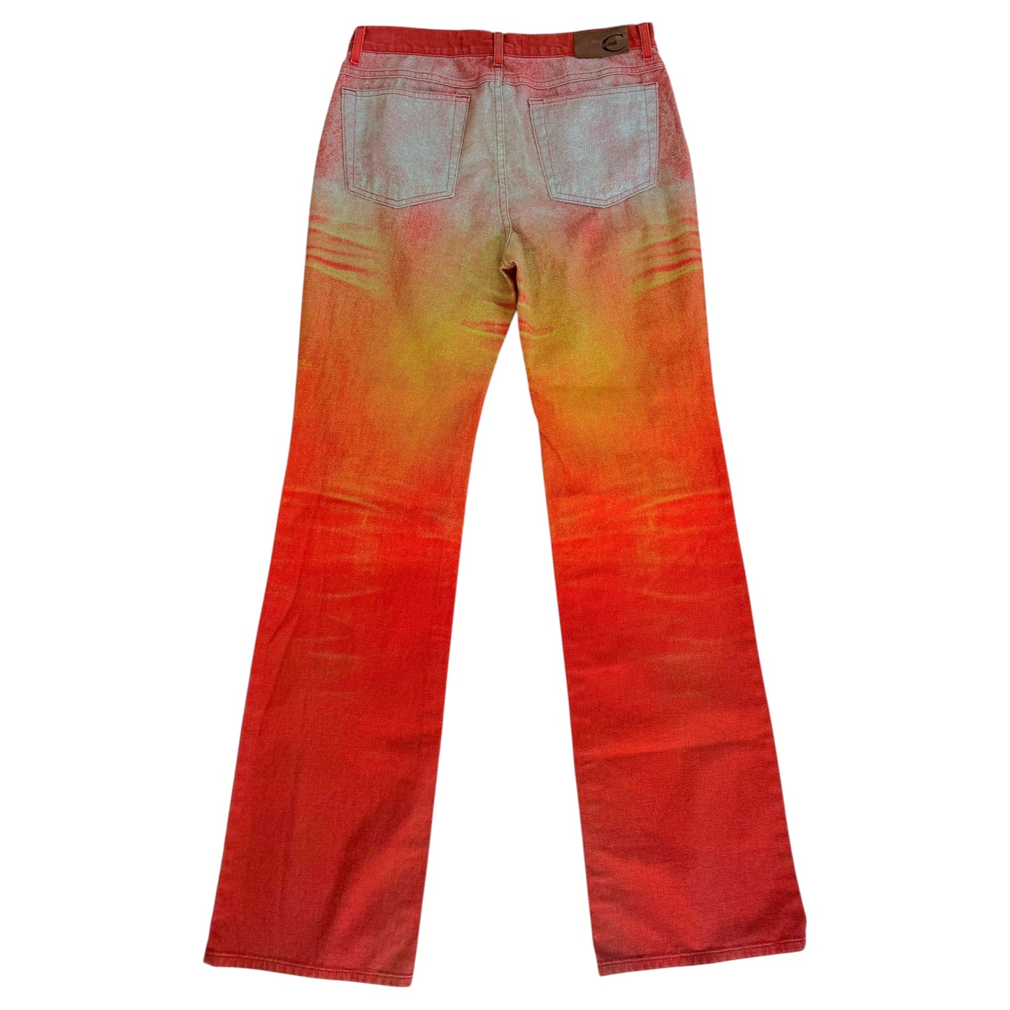 Roberto Cavalli Red Multicolor Denim Printed Jeans