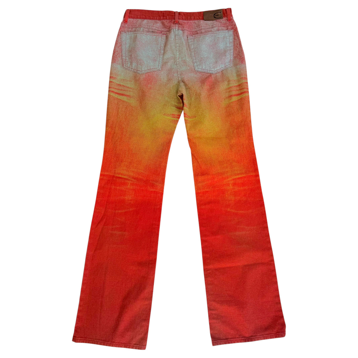 Roberto Cavalli Red Multicolor Denim Printed Jeans