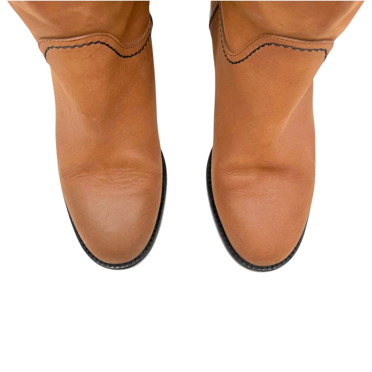 Chanel Brown Leather Western Boots with CC Logo