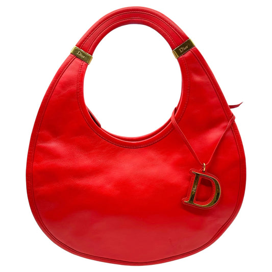Christian Dior Bright Orange Leather Circular Structured Hobo Bag