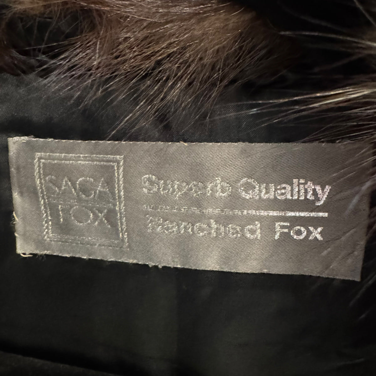 Saga Silver Fox Fur Coat Brown Gray Open Front 1990s