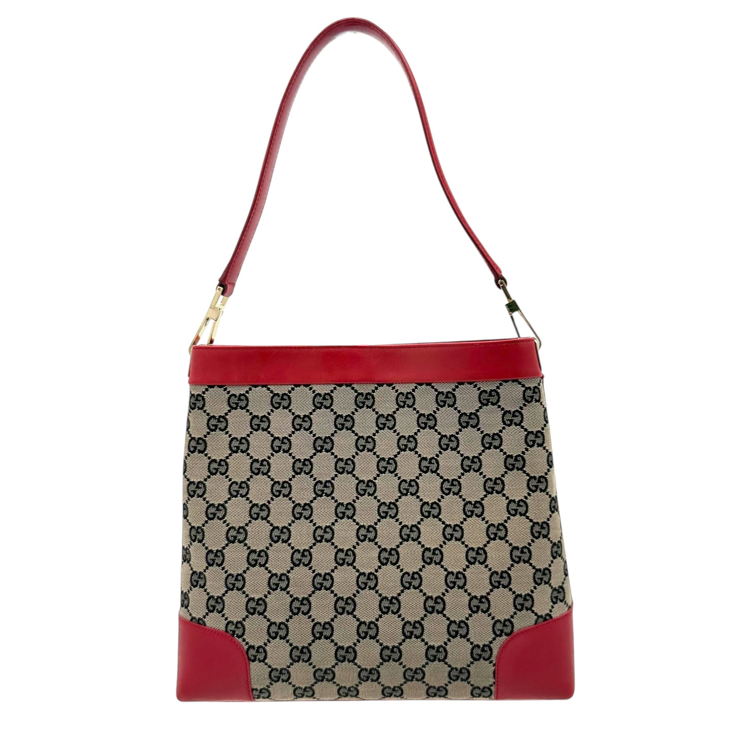 Gucci Gray Monogram Red Trim Tote Bag - Outfit Repeater