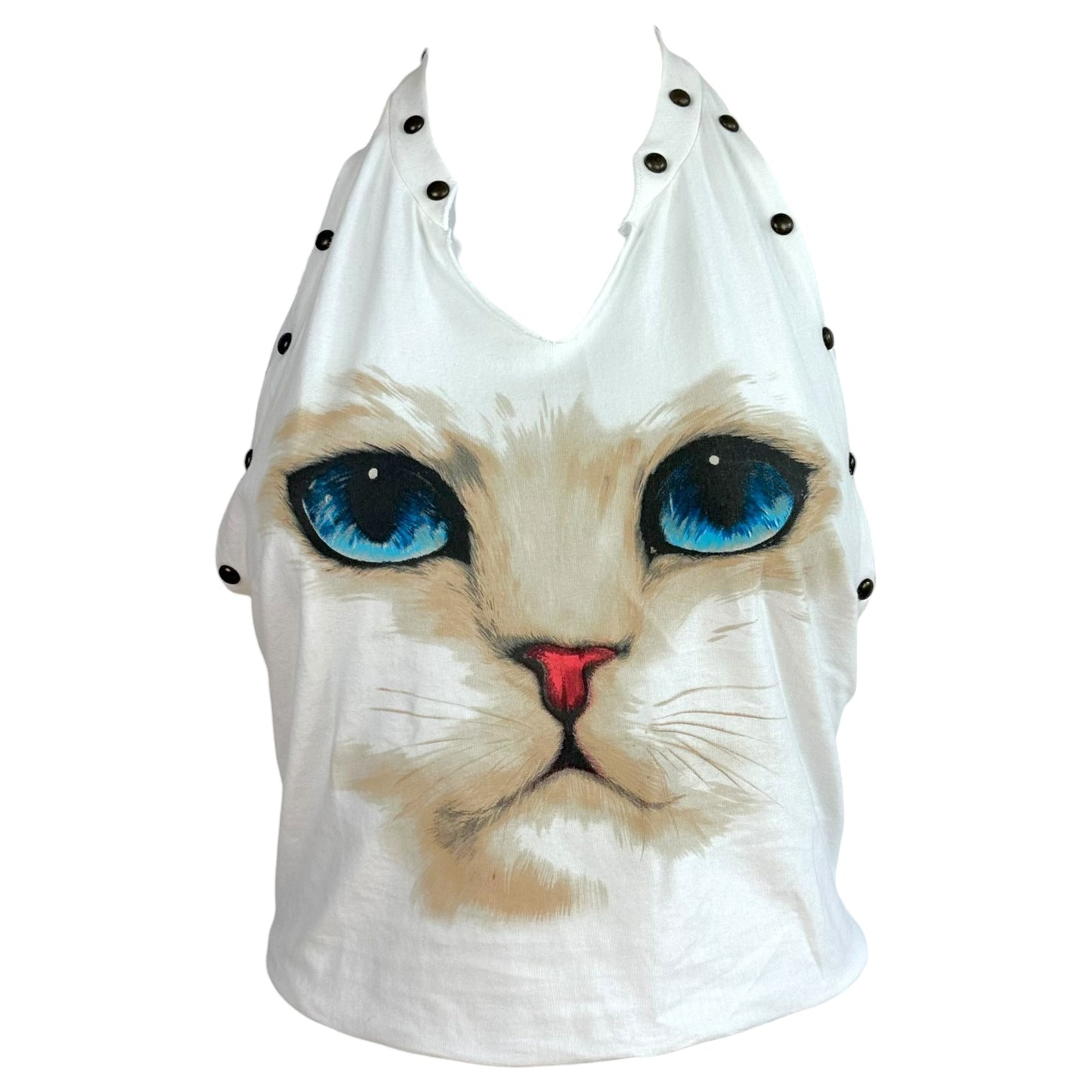 D&G Dolce & Gabbana F/W 2001 Kitten Print Open Back Halter Tank NEW