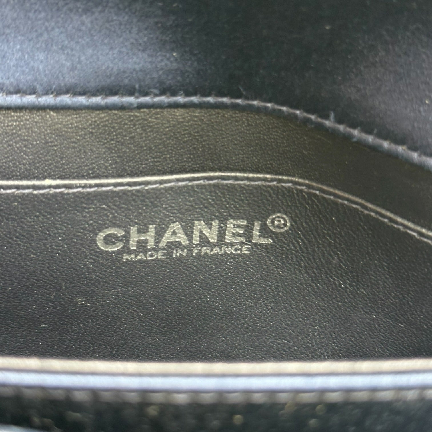 Chanel Blue Satin Quilted Wooden Handle Clutch Handbag