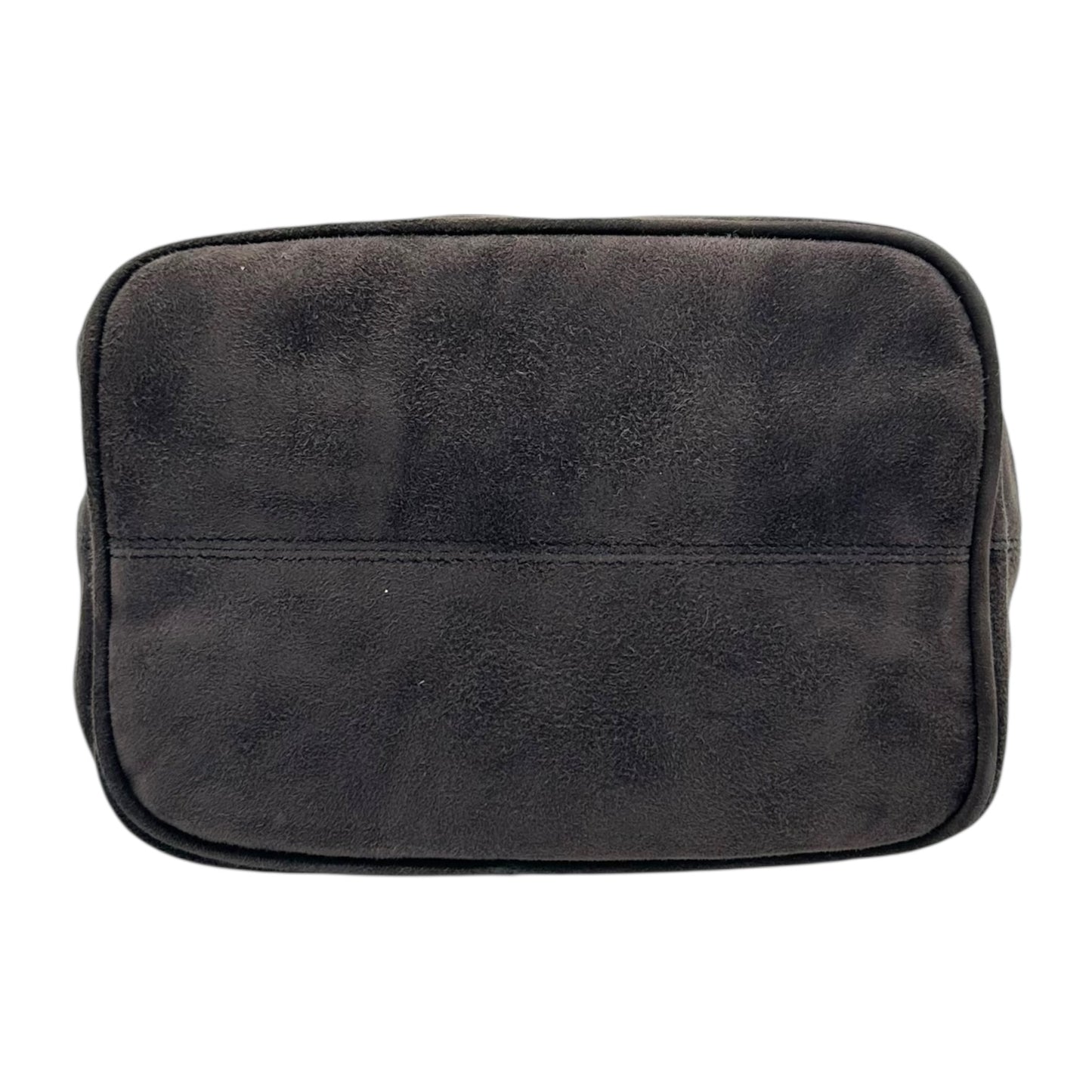 Fendi Gray Suede & Leather Shoulder Bucket Baguette Bag