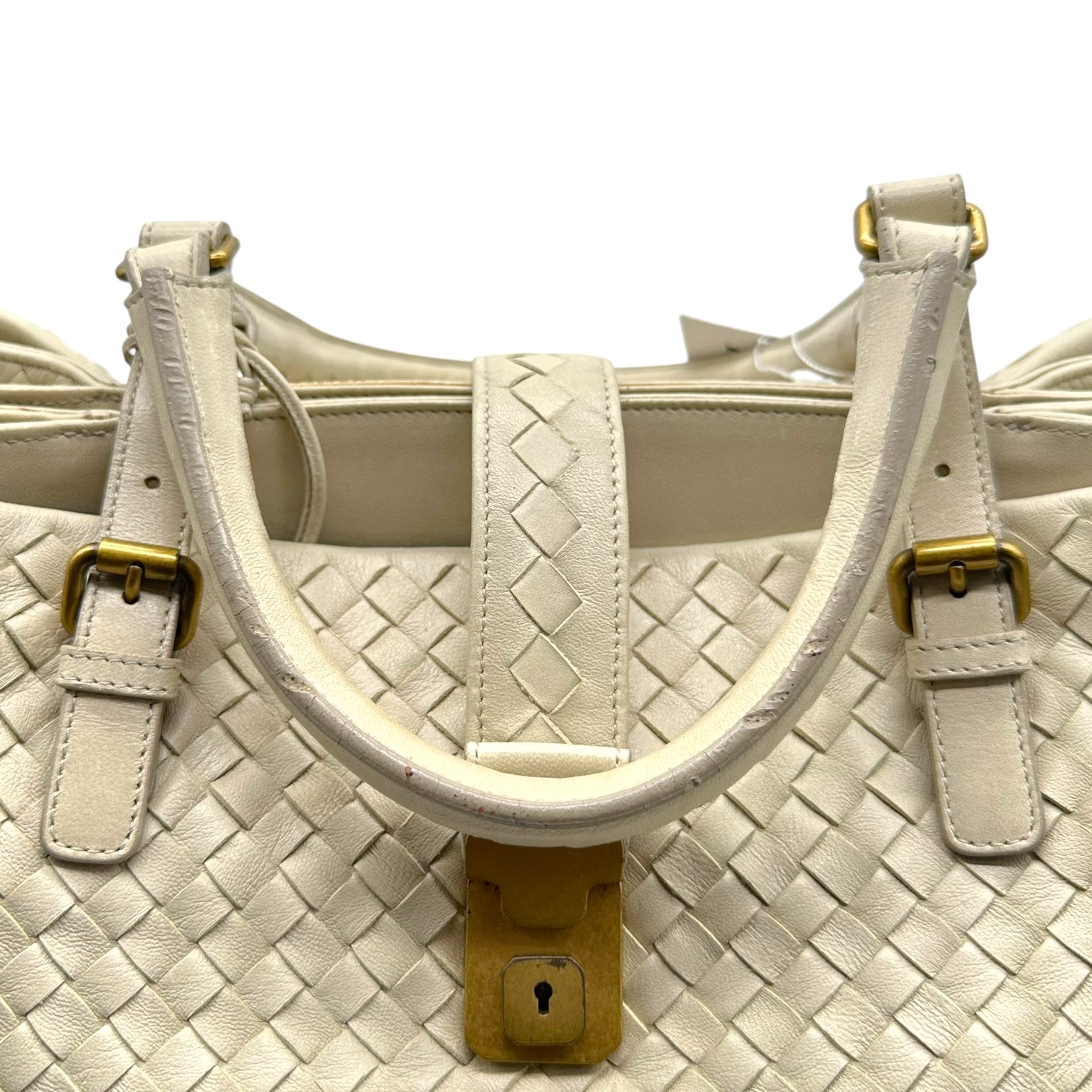 Bottega Veneta Ivory Intrecciato Leather Large Roma Tote Bag - Outfit Repeater