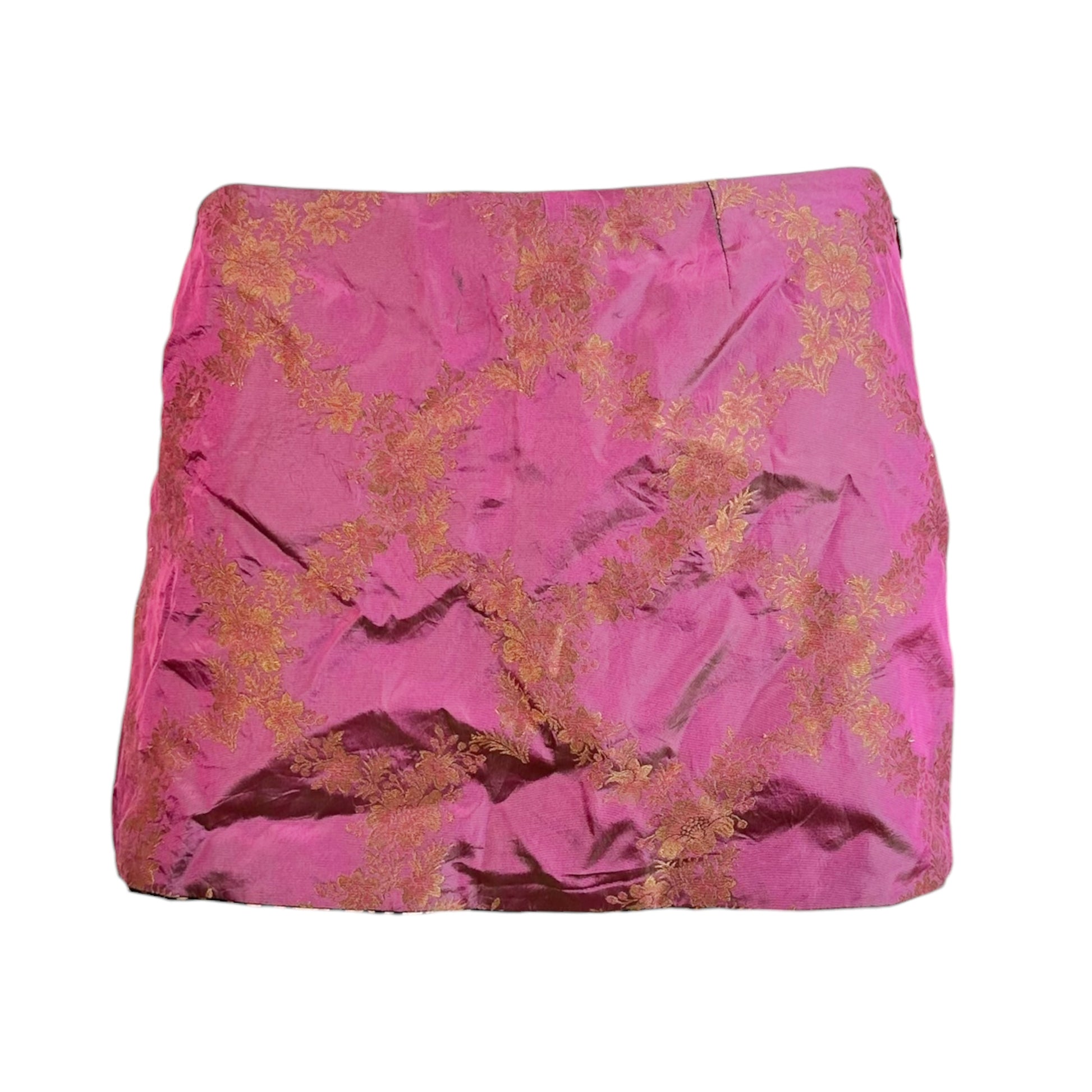 Dolce & Gabbana Mini Skirt Pink Gold Damask Print XS