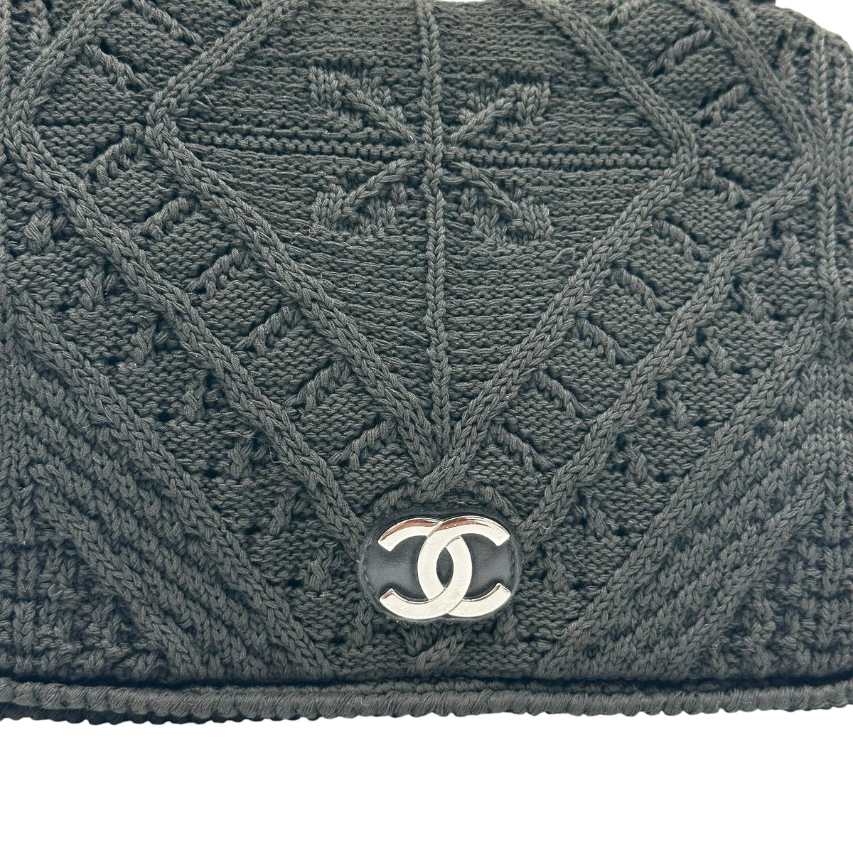 Chanel Black Cable Knit Small Flap Shoulder Bag