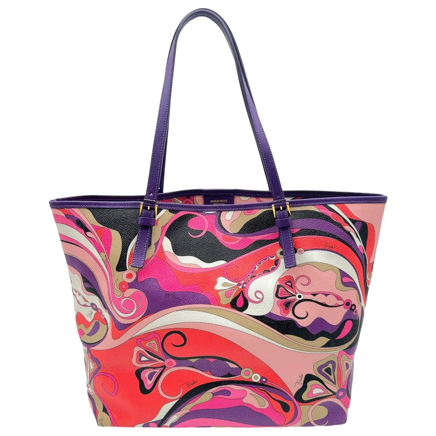 Emilio Pucci Small Canvas Tote Bag Pink Purple Print