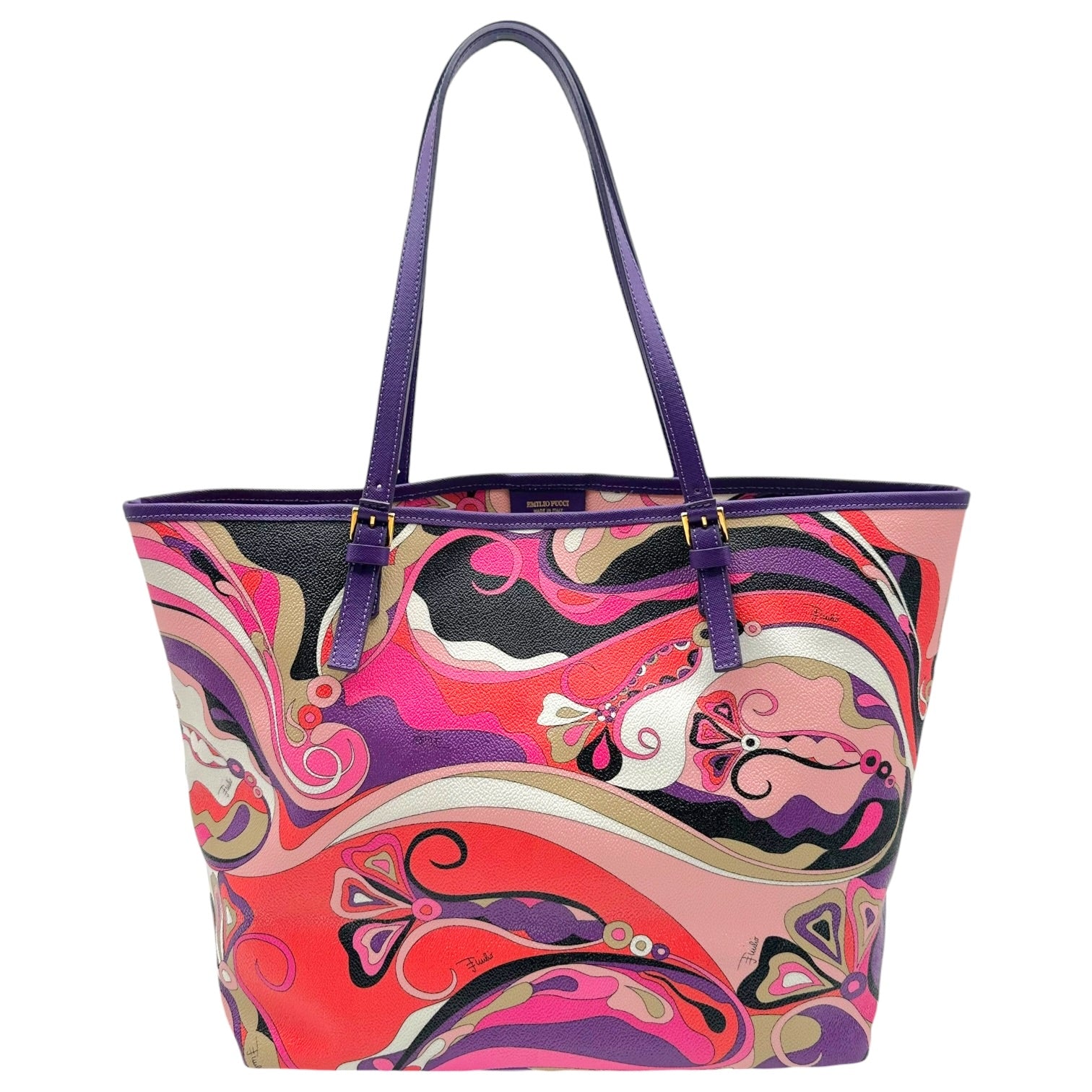 Emilio Pucci Small Canvas Tote Bag Pink Purple Print