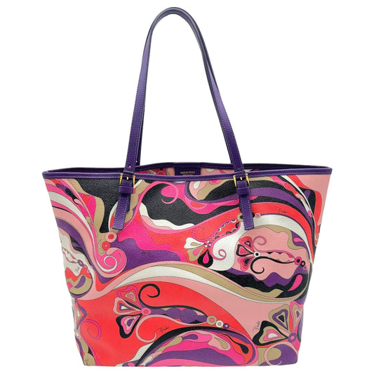 Emilio Pucci Small Canvas Tote Bag Pink Purple Print
