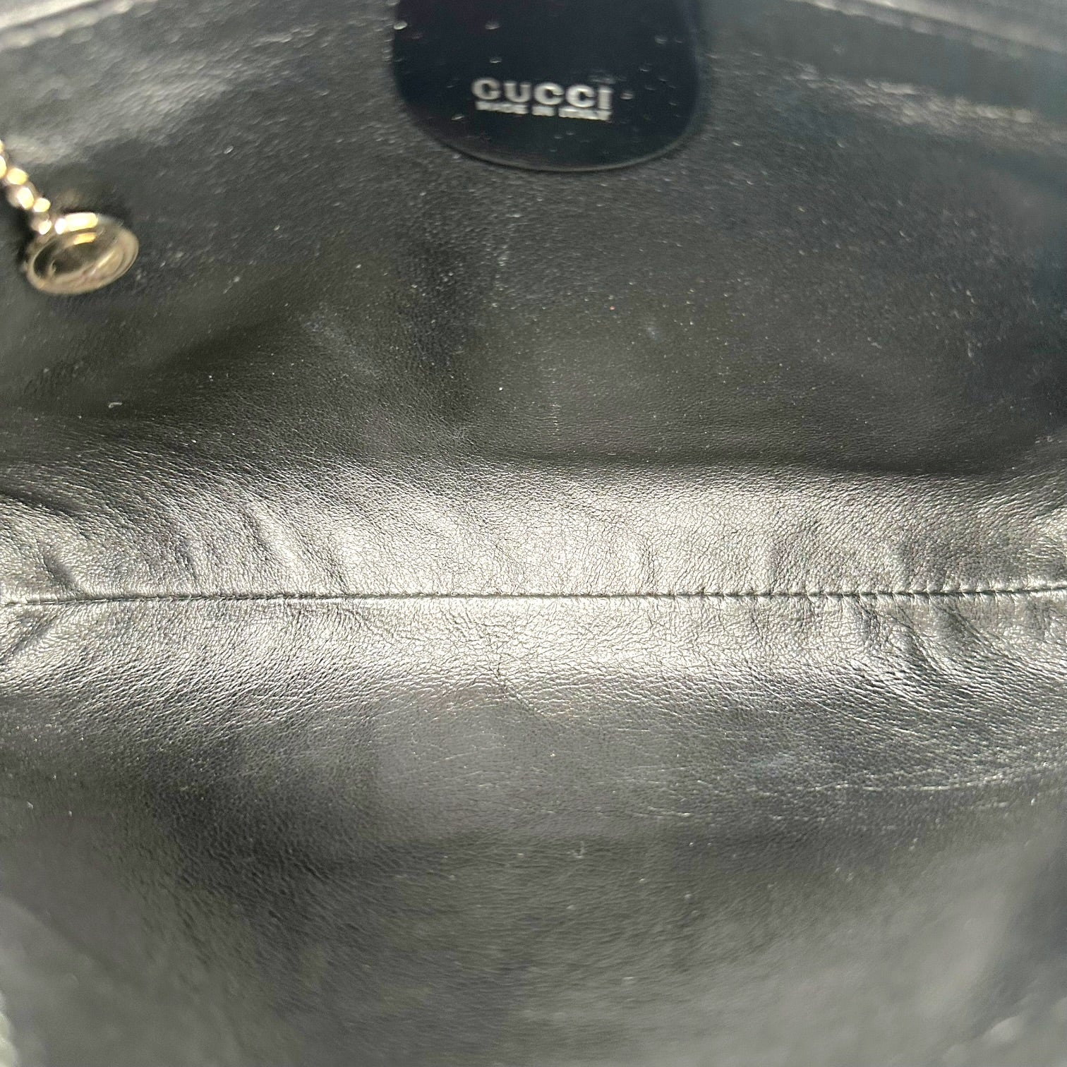 Gucci Black Croc Embossed Ponyhair Shoulder Bag