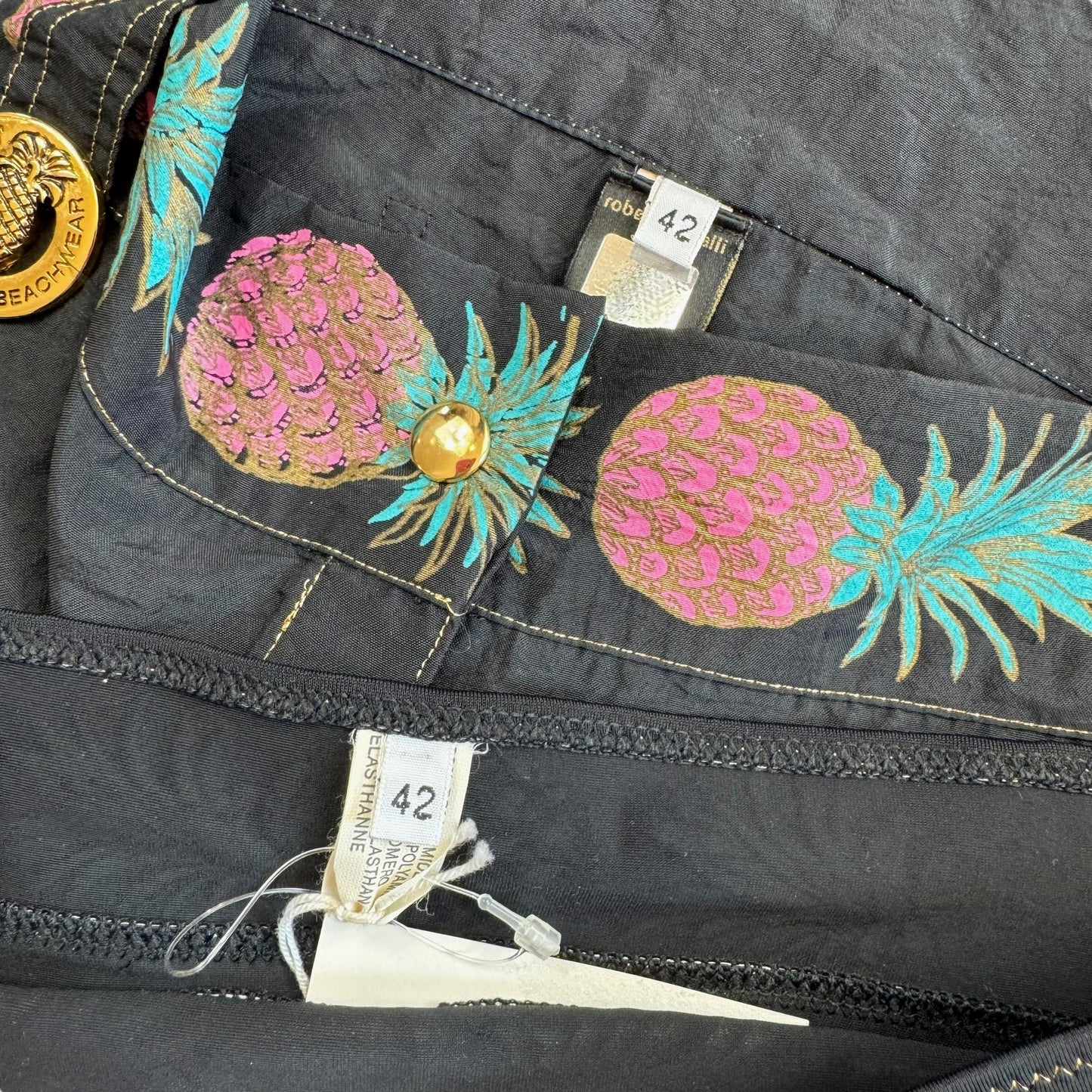 Roberto Cavalli Class Pineapple Bikini & Micro Short Set