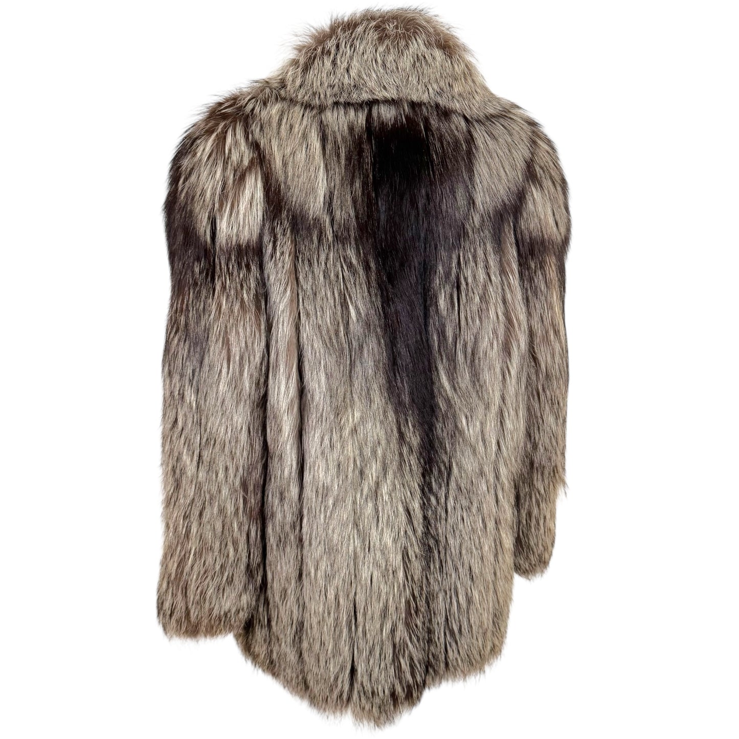 Saga Fox Silver Fox Fur Coat White Brown 1990s Vintage